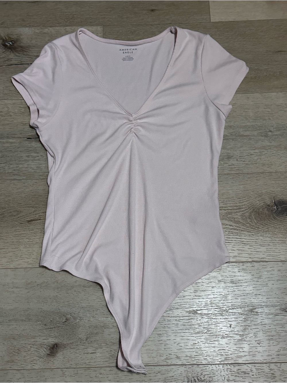 American Eagle Outfitters Light Pink V-Neck Short Sleeve Bodysuit
